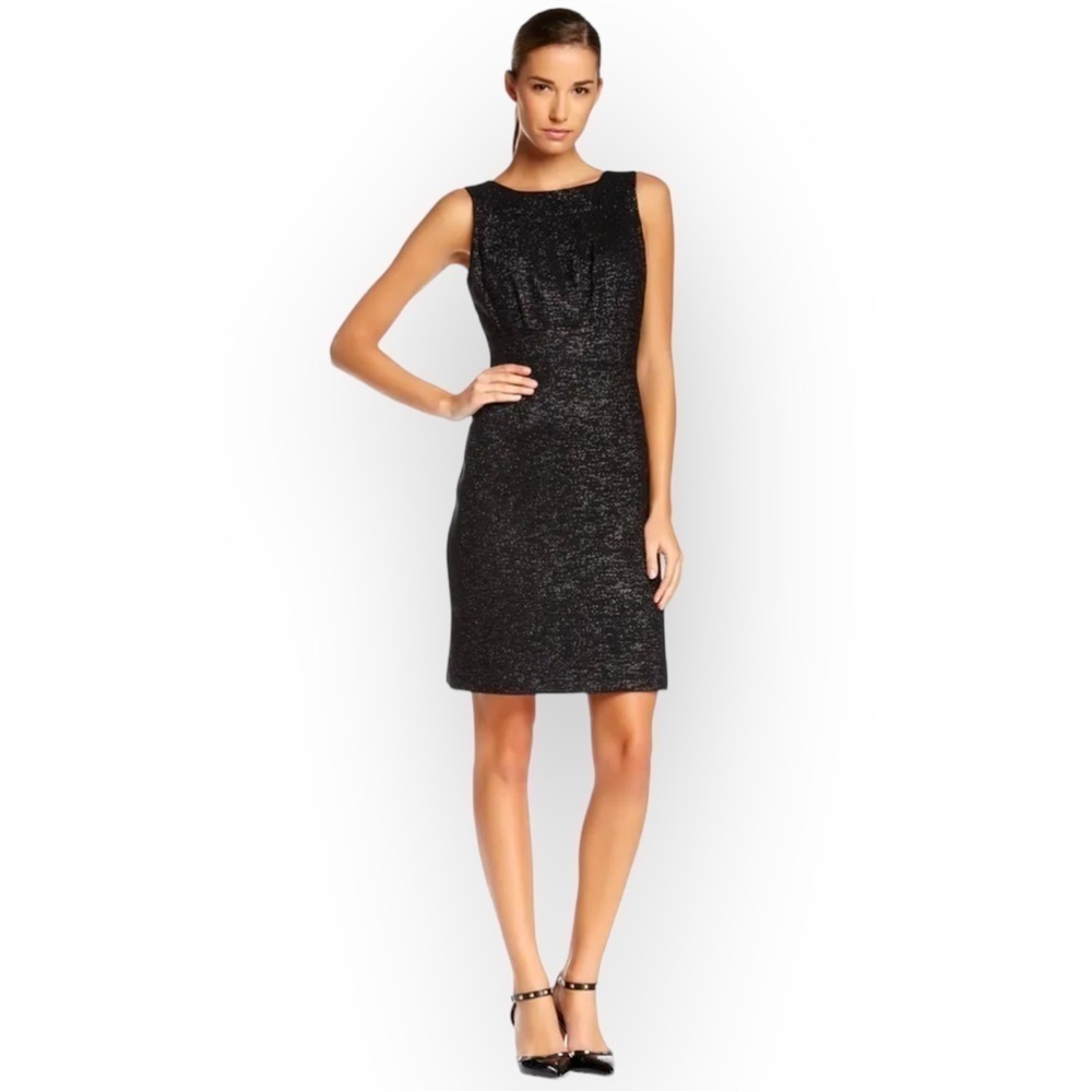 Tahari By Arthur S. Levine Shimmer Black Silver Metalic Sleeveless
Sheath Dress